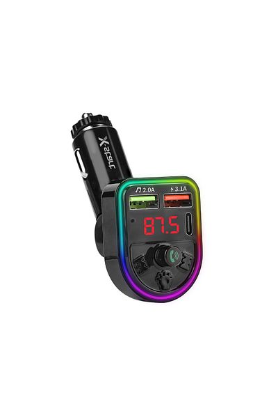 REDz Accessories Car FM Modulator Bluetooth 5.0, X-Start CC121, 3 Ports (USB-A + USB-C), RGB Lighting