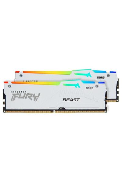 Kingston Memorii FURY Beast RGB White 64GB(2x32GB) DDR5 6000MHz CL30 Dual Channel Kit