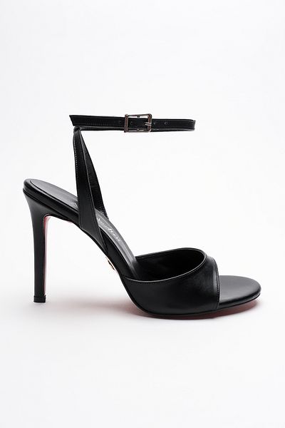 Ayakkabı Ateşi Women's Thin Band Back Helmet Heeled Shoes Livora Black Skin