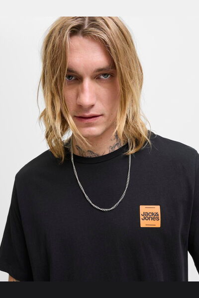 Jack & Jones Ανδρικό μπλουζάκι με εμπριμέ λογότυπο στο στήθος - Brandy