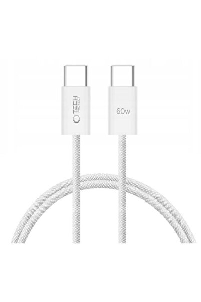 Tech-Protect Cablu de încărcare USB-C la USB-C Ultraboost Classic, 60W, 1m, alb