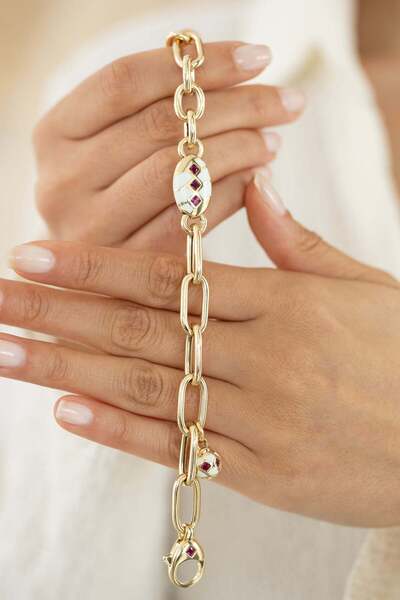 CETAŞ Mine Detaylı Halka 14 Ayar Altın Bileklik