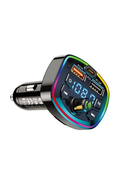 REDz Accessories Car Modulator KSC‑851, PD 18W, Bluetooth FM Transmitter, Digital Screen, TF Slot, 3.1A, Multicolor