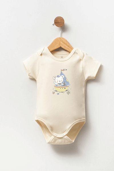 Naive Baby 100% Cotton Baby Bodysuit - Bear - Baby Bodysuit Badi - Written Bodysuit