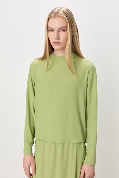 Nihan Metal Aksesuar Detaylı Etek Bluz Takım Elma Yeşili