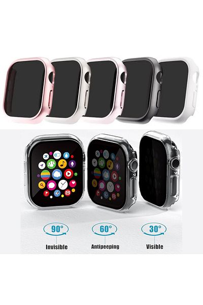 REDz Accessories Privacy Case for Apple Watch, Hard Bumper, Glass Cover, Starlight - 42mm Series 10