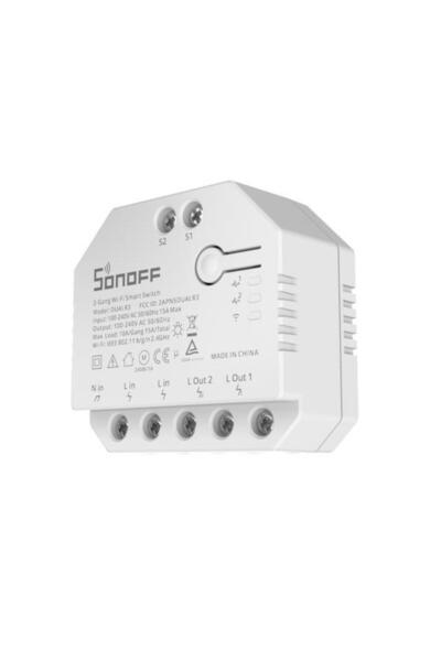 Sonoff Dual R3 Relay with 2 Channels, Scheduling, Wi-Fi 2.4 GHz, Energy Meter (White)