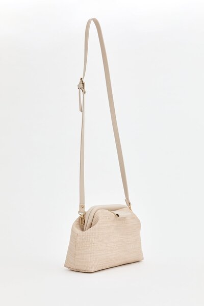 Nihan Örgü Çapraz Askılı Çanta Ten