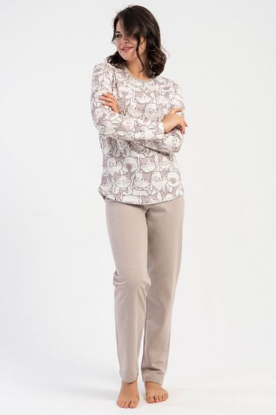 VİENETTA Cotton Women's Long Sleeve Pajamas Set, 504049