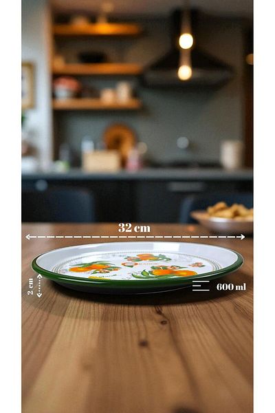 İnci Emaye 32 No 32 Cm Presentation Tray Coffee Tray Tea Tray Gift Dowry TrayServing Plate Tray