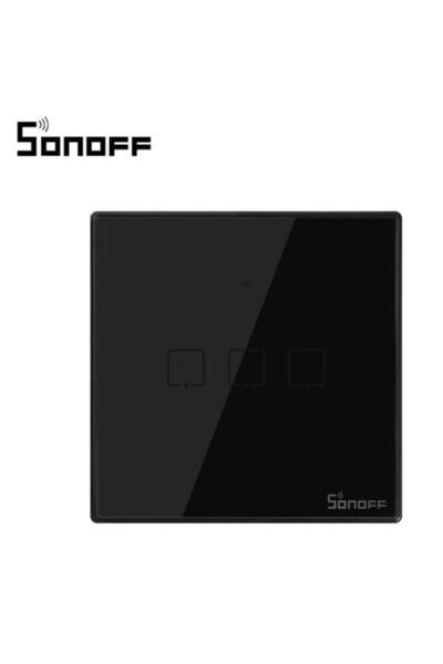 Sonoff Comutator inteligent cu triplu atingere T3EU3C, Wi-Fi + RF (negru)