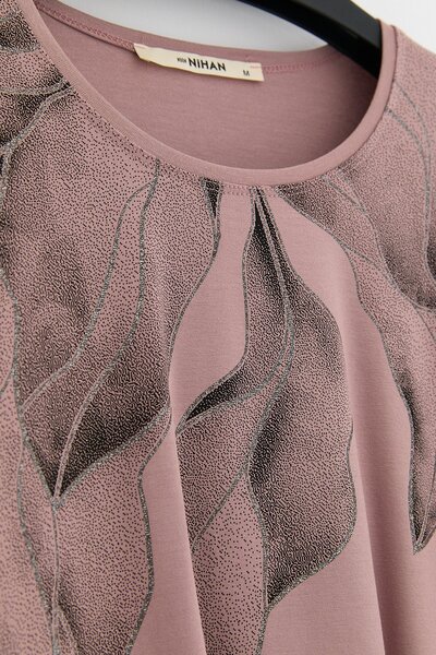 Nihan Büyük Beden Penye Bluz Pudra