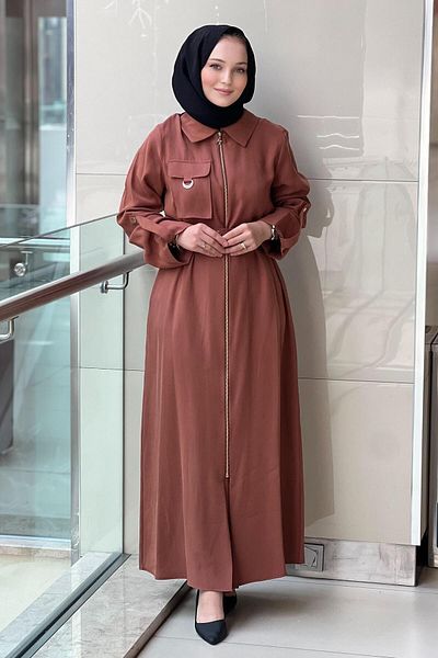 Nuss Zippered Dress with Pocket Detail and Belted Waist