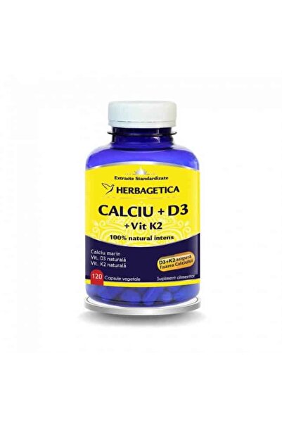 herbagetica Calciu + D3 + Vitamina K2, 120 capsule,