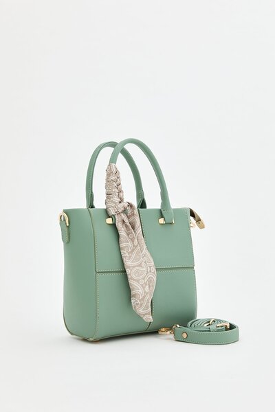 Nihan Fular Aksesuarlı Tote Çanta Mint