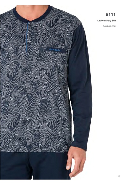 Pierre Cardin Men's Long Sleeve Three Button Jacquard Boxed Pajama Set