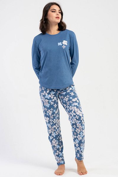 VİENETTA Women's Cotton Long Sleeve Pajama Set, 503346