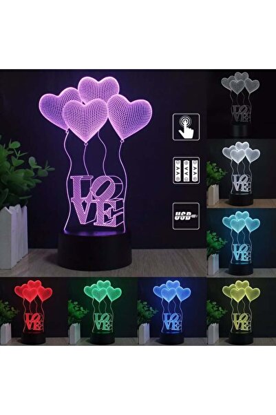 Genel Markalar 3D Dokunmatik LED Gece Lambası – Pilli & USB Bağlantılı Renk D...