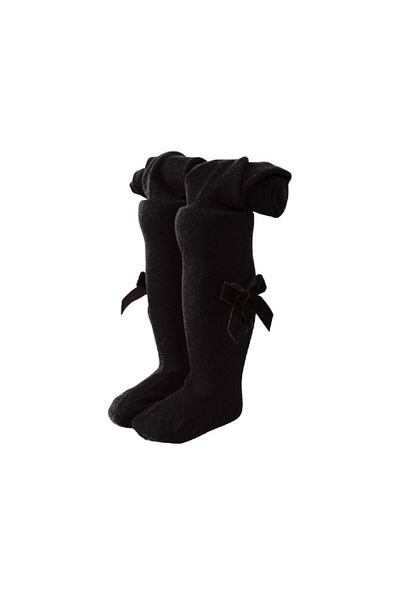 Mixbo Thick Tights with Bow for Girls, 1-2 Years, Black
