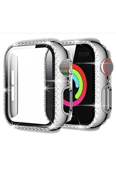 UMD Apple Watch Uyumlu 46 mm Taşlı Koruma Çerçevesi