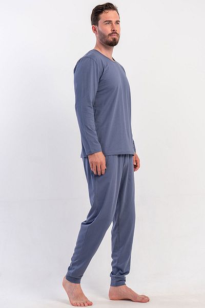 VİENETTA Cotton Men's Long Sleeve Pajama Suit, 504058