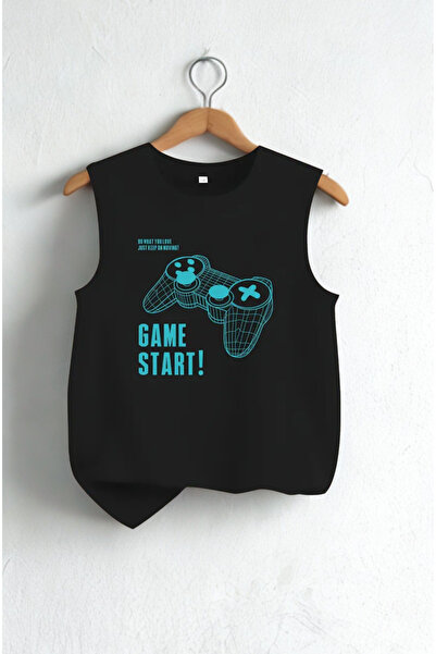 Baxia Girl-Boy Children's Straped T-Shirt Printed Sleeveless T-Shirt Crew Nec...