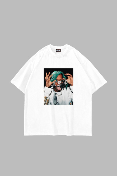 Bak Moda Tricou alb oversize unisex cu imprimeu Asap Rocky V2