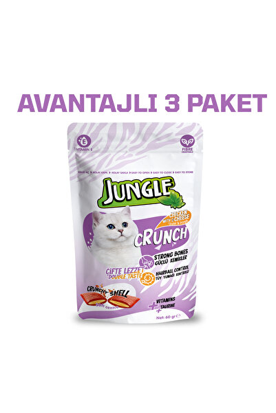 Jungle Crunch Kedi Ödül Güçlü Kemikler + Tüy Yumağı Kontrolü 60 Gr. * 3 PAKET
