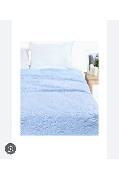 Baharoğlu Battaniye Baharoğlu Battal Size Embossed Velvet Blanket - Blue