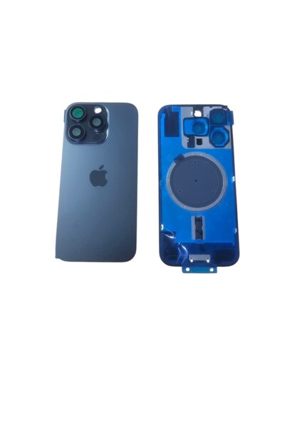 OEM Uyumlu İphone 16 Pro Arka Kapak Kamera Camlı Full ( Pil Kapağı ) Cam - Siyah