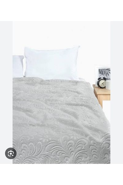 Baharoğlu Battaniye Baharoğlu Battal Size Embossed Velvet Blanket - Gray