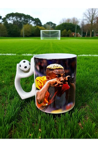 Marblestone Yellow Red Football Player Themed Trophy Cup – Special Design for Fans!
