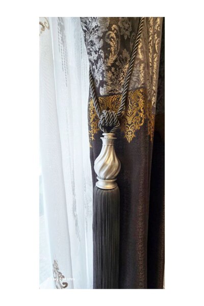 Perdehome Püsküllü Fon Perde Bağı Kuka Braçol kornişe Takma 1 ADET Aksesuar