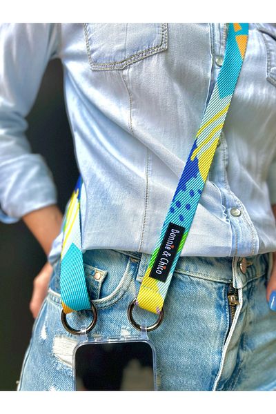 Bonnie&Chico iPhone 16 Compatible Transparent Case Crossed Adjustable Length Jackie Phone Strap