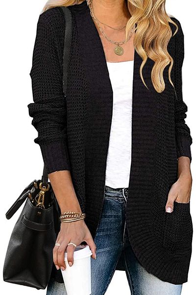 ZESICA Women's 2023 Fall Winter Long Sleeve Open Front Casual Lightweight Soft Knit Cardigan Sweater