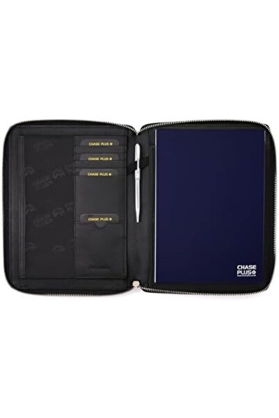 chase plus Leather Portfolio Padfolio with Zipper, Important File Document Organizer Case, Folders w