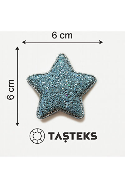 Taşteks Ütülenebilen veya Sticker Olarak Kullanılabilen Mavi Simli Kabarık Yı...