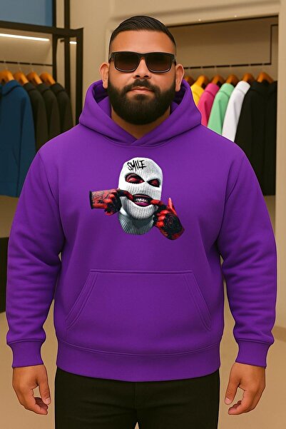 BENROMA سويت شيرت مقاس كبير مطبوع عليه قناع