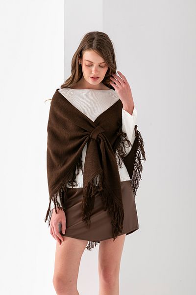 T Crazy T-Crazy Tassel Triangle Shoulder Shawl, Fashionable and Practical Knitwear Knitted Accessory, Triangle Draping Knitwear Shawl