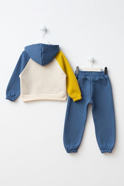 Minipodyum Printed Color Block Boys' Bottom Top Tracksuit Set
