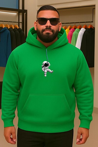 BENROMA 3 Yarn Combed Cotton Astronaut Printed Oversized Sweatshirt
