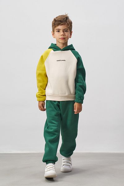Minipodyum Printed Color Block Boys' Bottom Top Tracksuit Set