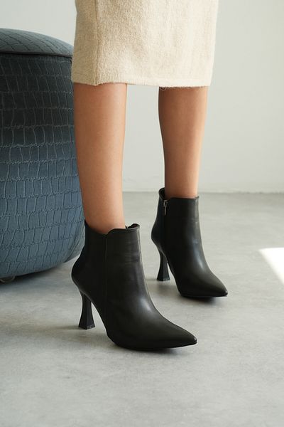 CİMİLİ SHOES Women's Heeled Boots&Bootie Pointed Toe Goblet Heel Side Zipper Tisa