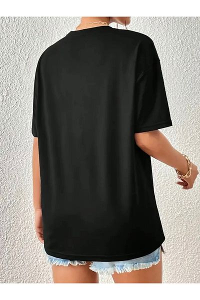 FUFLUNS Unisex Solid Basic Oversize Circle Neck Tshirt