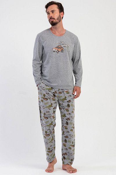 VİENETTA Men's Long Sleeve Pajama Set, 504035