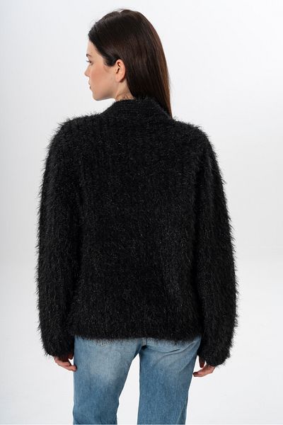 NATUFIAN STORE Women's Long Shaggy Glittery V-Neck Patch Washable Knitwear Cardigan