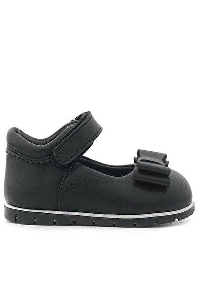 Rakerplus Black Matte Bow Baby Girl Ballerina Shoes