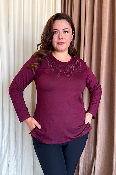 ModaPlaza Women's Stone Embroidered Blouse 12