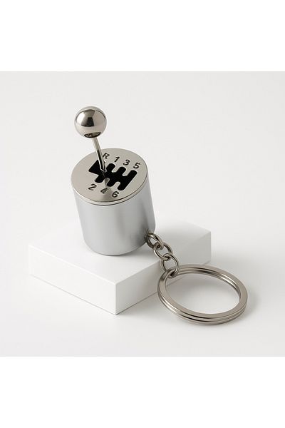 alpikom Metal Gear Shift Knob-Shaped Keychain for Car Enthusiasts