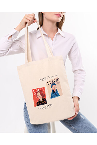 GİYSA Γυναικεία κρέμα τσάντα ώμου με στάμπα μεγάλου μεγέθους - 2025